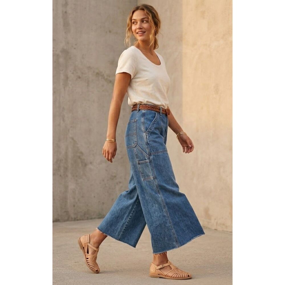 Vintage Calvin Klein Jeans High Rise Raw Hem Wide Leg Size 13 Junior Y2K